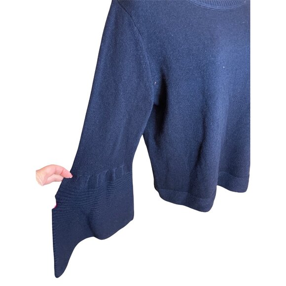 Banana Republic Navy Wool Blend Bell Sleeve Pullover Sweater Sz L - Picture 2 of 11